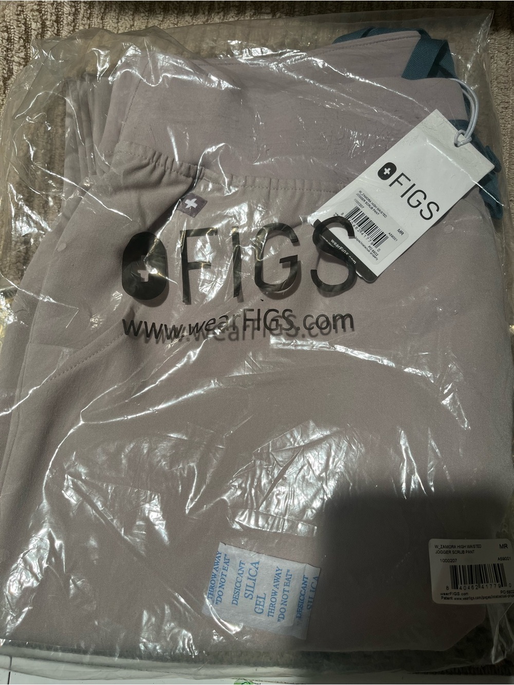 FIGS Women's Jogger Scrub Pants in slate with Blue Drawstring